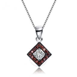 Elegant Sterling Silver Three-Tone Solitaire Pendant Necklace