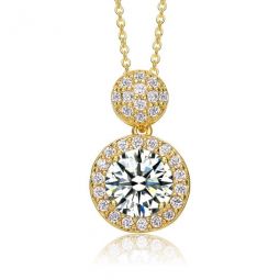Gold Over Sterling Silver Round Cubic Zirconia Halo Necklace