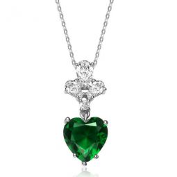 Sterling Silver Clear and Green Cubic Zirconia Heart Necklace