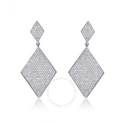 Sterling Silver Round Clear Cubic Zirconia Diamond Drop Earrings