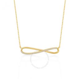 14k Gold Plated with Diamond Cubic Zirconia Infinity Symbol Ribbon Pendant Necklace in Sterling Silver