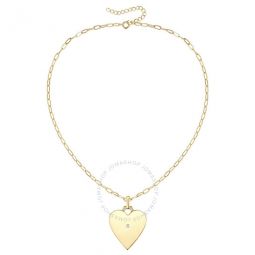 14k Gold Plated with Diamond Cubic Zirconia Heart Pendant Necklace