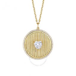 14k Gold Plated with Diamond Cubic Zirconia Heart Medallion Pendant Necklace