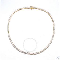 Sterling Silver 14k Yellow Gold Plated with Diamond Cubic Zirconia Classic Tennis Chain Anniversary Necklace