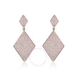 .925 Sterling Silver Rose Gold Plated Cubic Zirconia Pave Drop Earrings