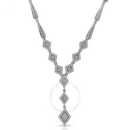 CZ SS White Gold Plated Micro Pave Diamond Shape Necklace