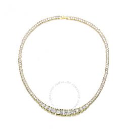 Sterling Silver with Gold Plated and Clear Cubic Zirconia Tennis Necklace