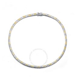 Sterling Silver Alternating Yellow and Clear Cubic Zirconia Necklace
