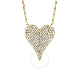 14k Gold Plated with Pave Diamond Cubic Zirconia Heart Layering Necklace