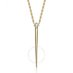 14k Yellow Gold Plated with Emerald Cubic Zirconia Solitaire Spike Pendant Layering Y-Necklace in Sterling Silver