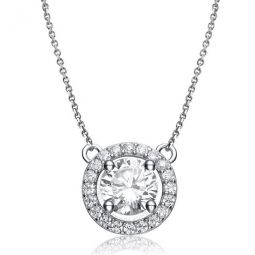 White Gold Plated Cubic Zirconia Pendant Necklace