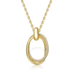 14k Gold Plated Sterlig Silver with Cubic Zirconia Double Entwined Oval Eternity Circle Pendant Necklace