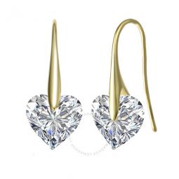 .925 Sterling Silver Gold Plated Cubic Zirconia Heart Hook Earrings