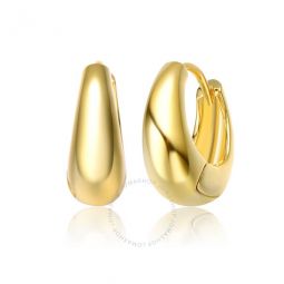 Sterling Silver 14K Gold Plated Clear Cubic Zirconia Hoop Hinged Post Earrings