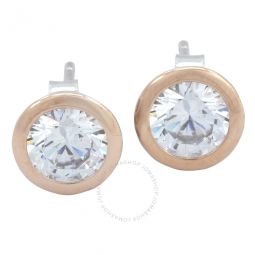 .925 Sterling Silver Rose Gold Plated Cubic Zirconia Stud Earrings