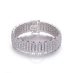 Sterling Silver with White Gold Plated and Clear Cubic Zirconia 5 Row Tennis Bracelet