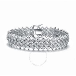 Sterling Silver Cubic Zirconia Bracelet With Rows of Stones
