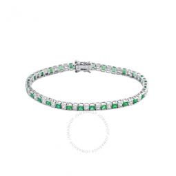 .925 Sterling Silver Emerald Cubic Zirconia Tennis Bracelet