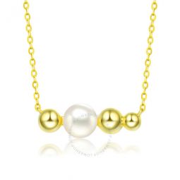 Sterling Silver with Gold Plated and 6MM Fresh Water Pearl Necklace