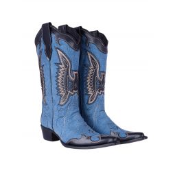 Montserrat Messeguer Denim & Leather Western Cowboy Boots