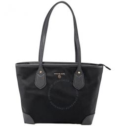 Ladies Small Eva Top-zip Gabardine Tote Bag In Black