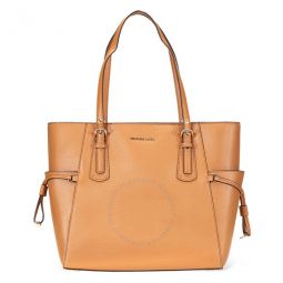 Voyager Textured Crossgrain Leather Tote- Acorn
