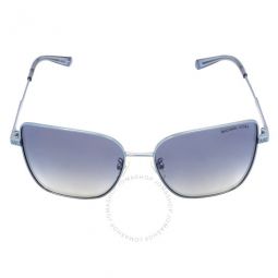 Blue Gray Silver Gradient Mirrored Butterfly Ladies Sunglasses