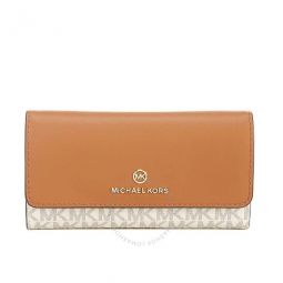 Ladies Large Logo and Leather Tri-Fold Wallet