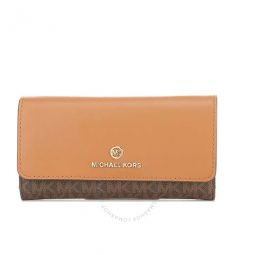 Ladies Large Logo And Leather Tri-fold Wallet