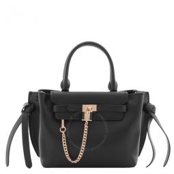 Ladies Black Hamilton Legacy Small Leather Belted Satchel
