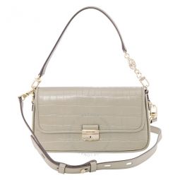 Green Ladies Crocodile-effect Leather Shoulder Bag