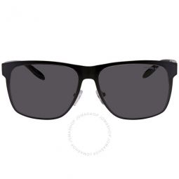 Dark Grey Solid Rectangular Mens Sunglasses