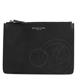 Mens Black Leather Small Travel Pouch