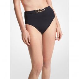 Stretch Nylon High-Waist Belted Bikini Bottom