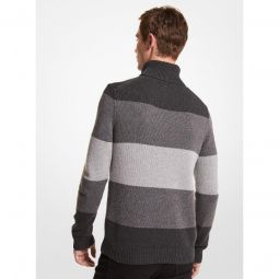 Striped Nylon Blend Turtleneck Sweater