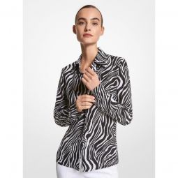Hansen Zebra Silk Crepe De Chine Shirt