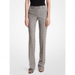 Carolyn Embroidered Glen Plaid Stretch Wool Trousers