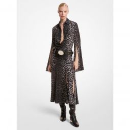 Leopard Silk Crepe De Chine Streamer Skirt