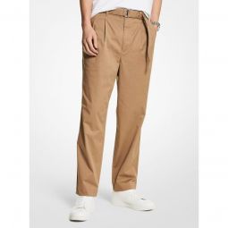 Stretch Cotton Belted Trousers
