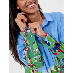 Printed Hand Embroidered Cotton Shirt - Multi