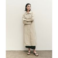 Cotton Blend Long Trench - Stone
