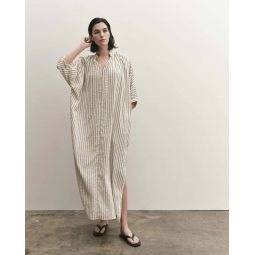 Light Stripe Shirred Dress - Beige