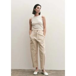 Cropped Workwear Pants - Beige