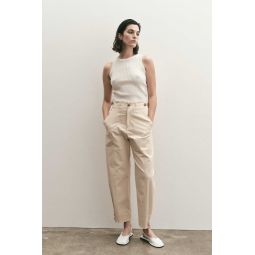 Cropped Workwear Pants - Light Beige