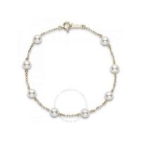 Akoya Pearl Station Bracelet with 18K Yellow Gold 5 x 5.5mm A+ 7