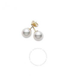Akoya Pearl Stud Earrings with 18K Yellow Gold 6-6.5mm A+