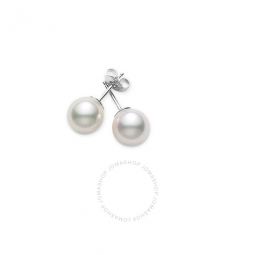 A+ Akoya Pearl Studs 7 x 7.5mm White Gold Earrings