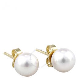 Akoya Pearl Stud Earrings with 18K Yellow Gold 7-7.5mm A