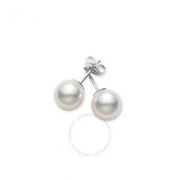 Akoya Pearl Stud Earrings with 18K White Gold 7-7.5mm A