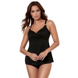 Miraclesuit Womens Solid Black Tankini Top (D/DD Cup)